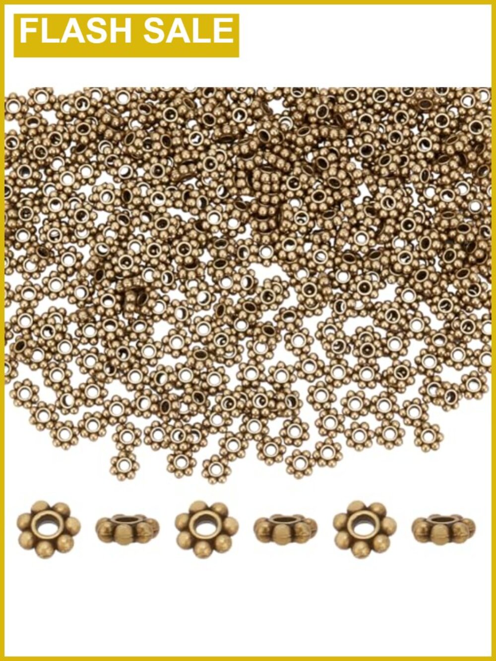 300pcs Antique Bronze Alloy Daisy Flower Spacer Beads 6mm